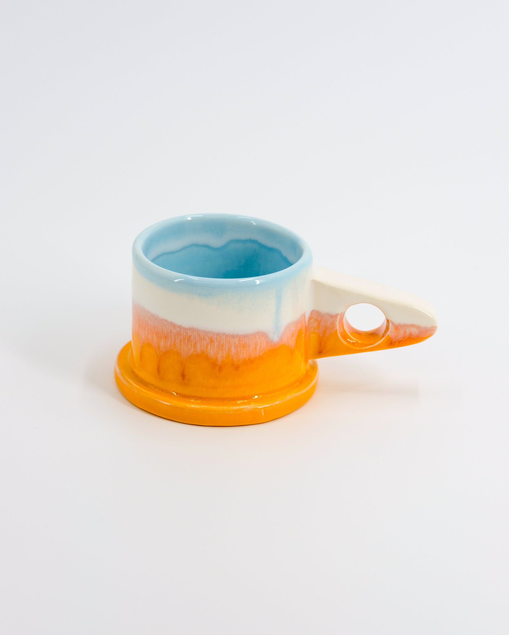 Double Dip Mug by Peter Shire #3 - Orange, White and Blue