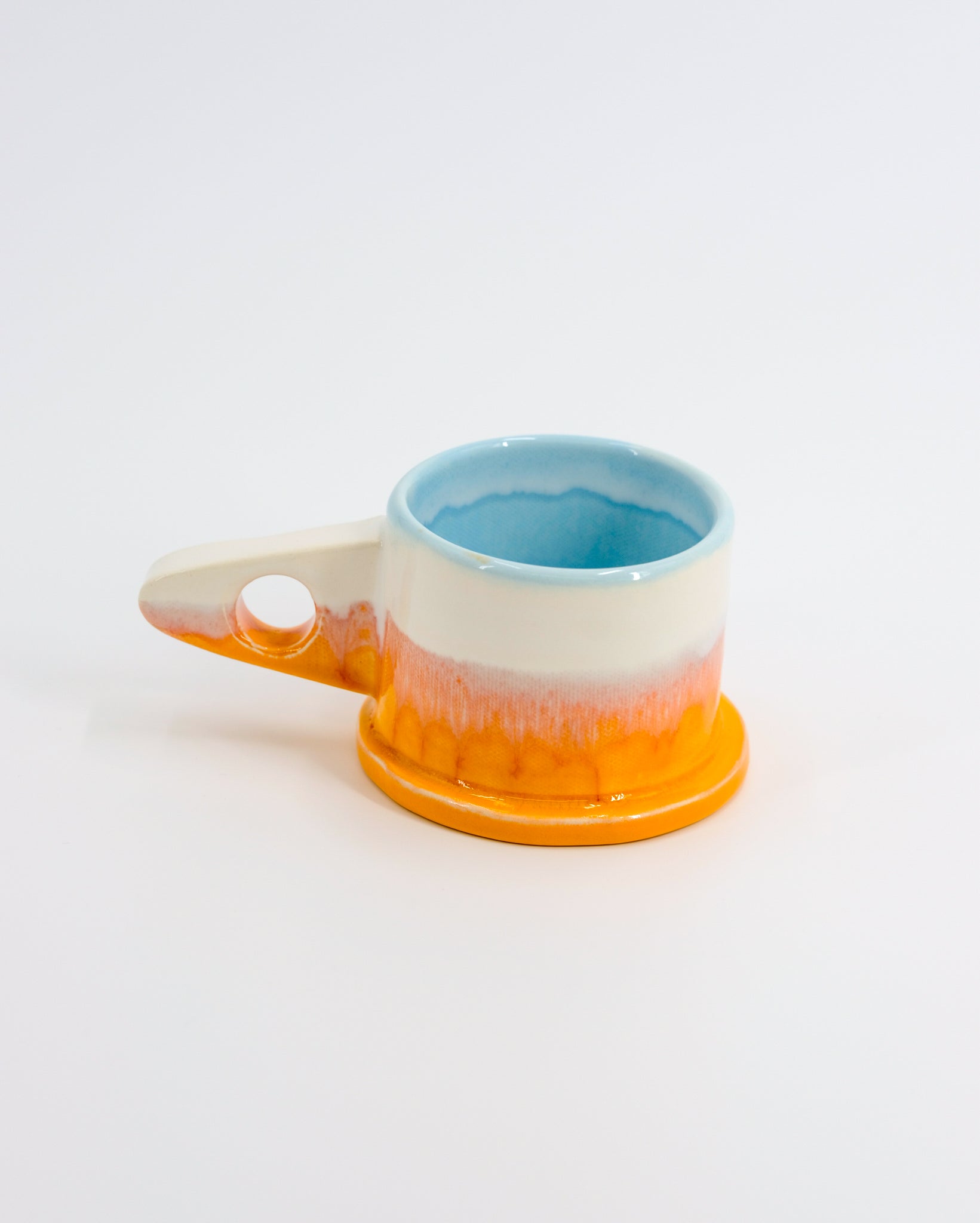 Double Dip Mug by Peter Shire #3 - Orange, White and Blue