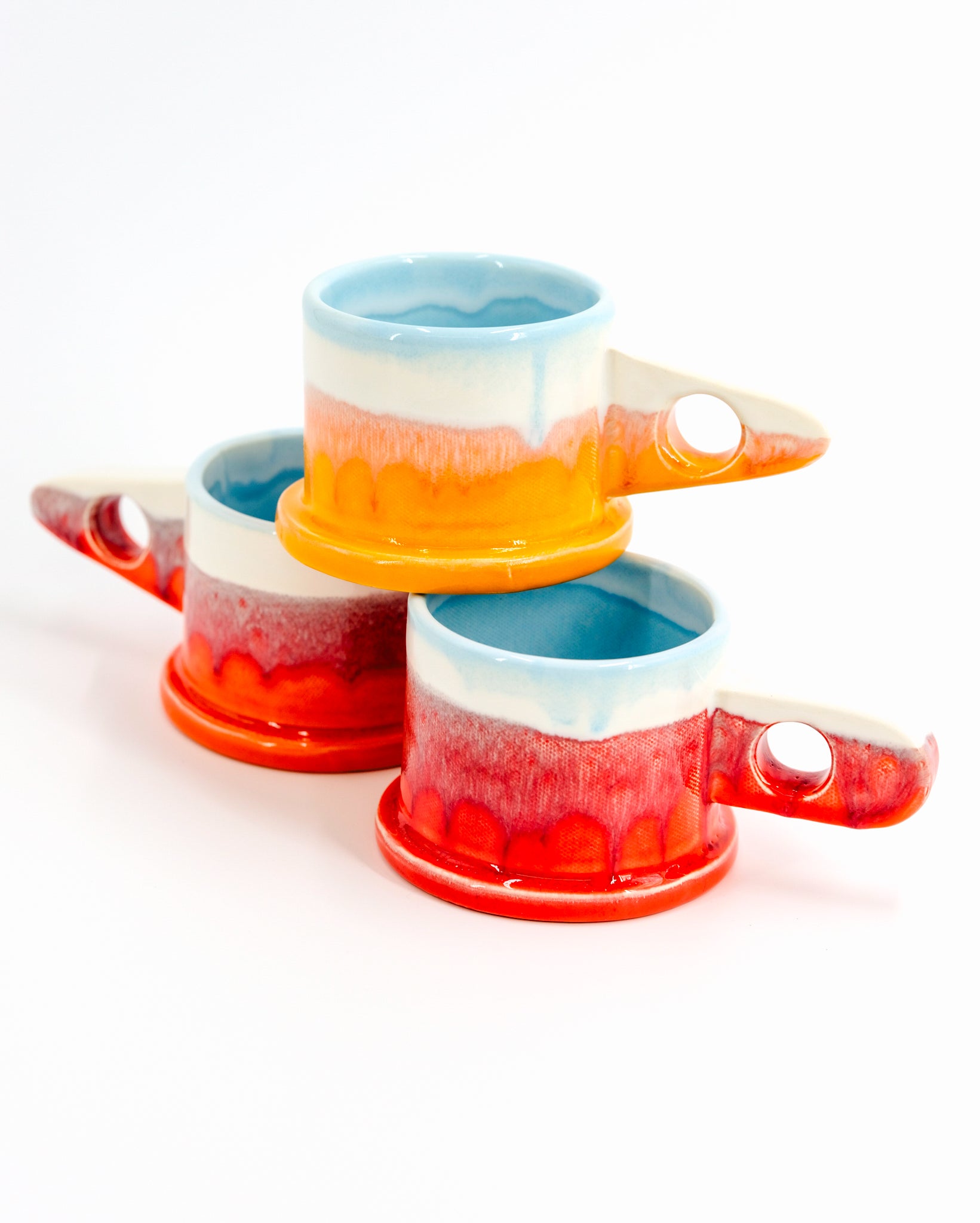 Double Dip Mug by Peter Shire #2 - Orange, White and Blue