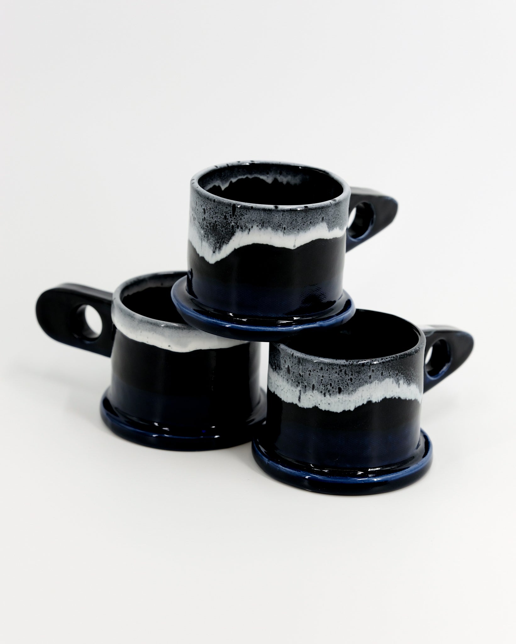 Double Dip Mug by Peter Shire #17 - Black, Dark Blue and White